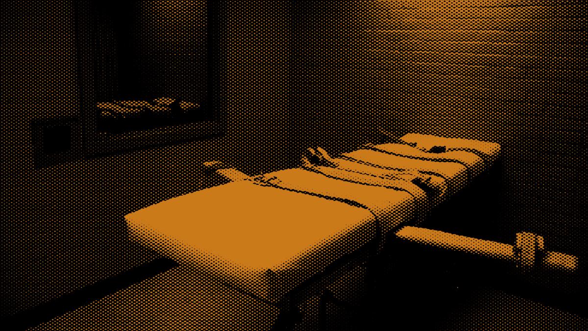 Lethal injection bed.